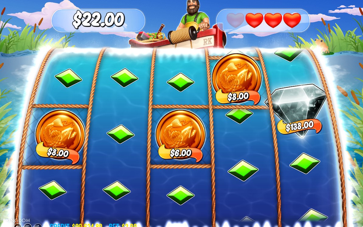 Fishing net grid with the respin counter at four