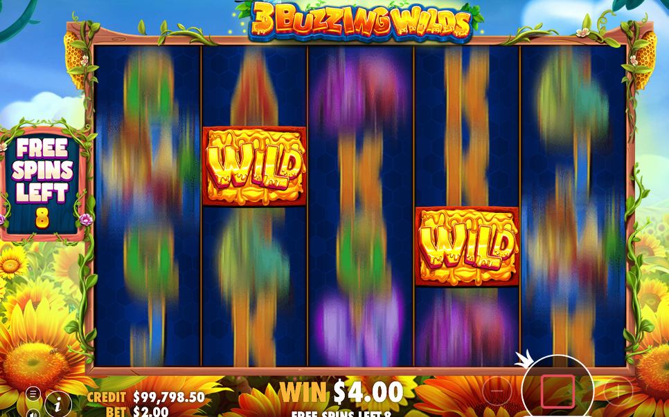 Free spins screen with the sunflower-field reels in play