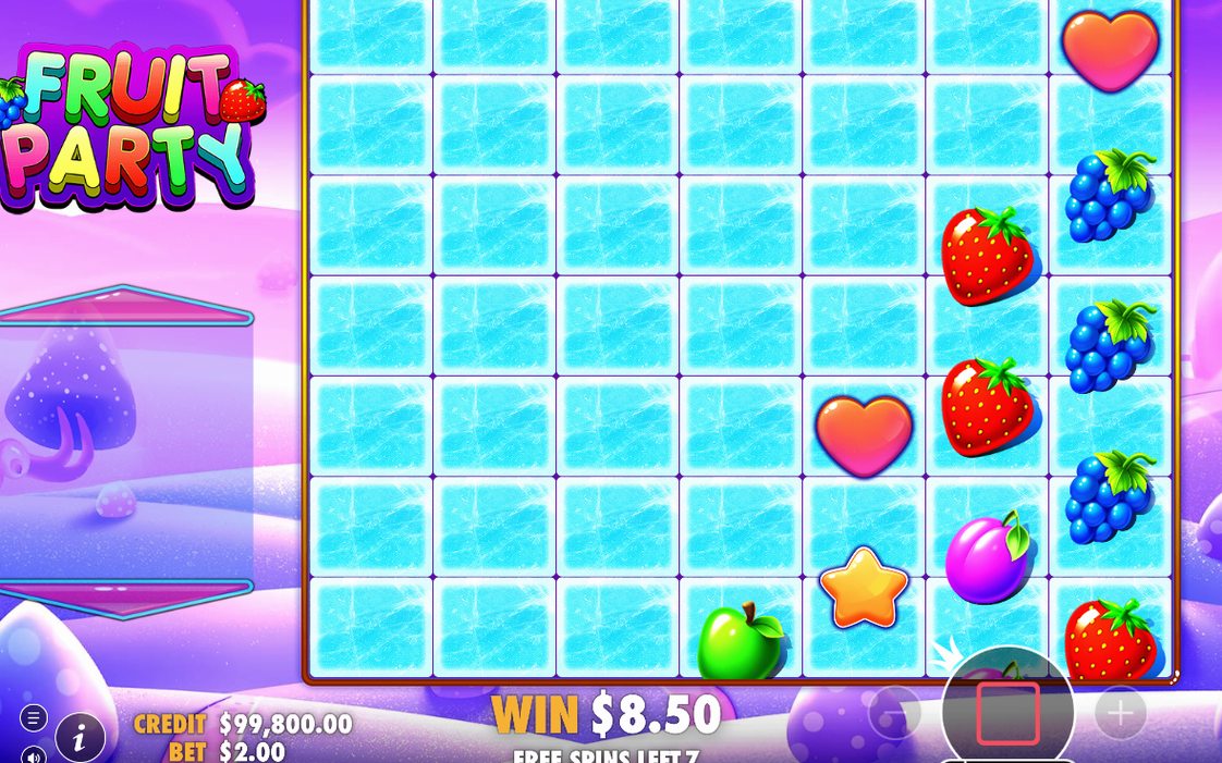Free Spins round with the night-time candy-land background.