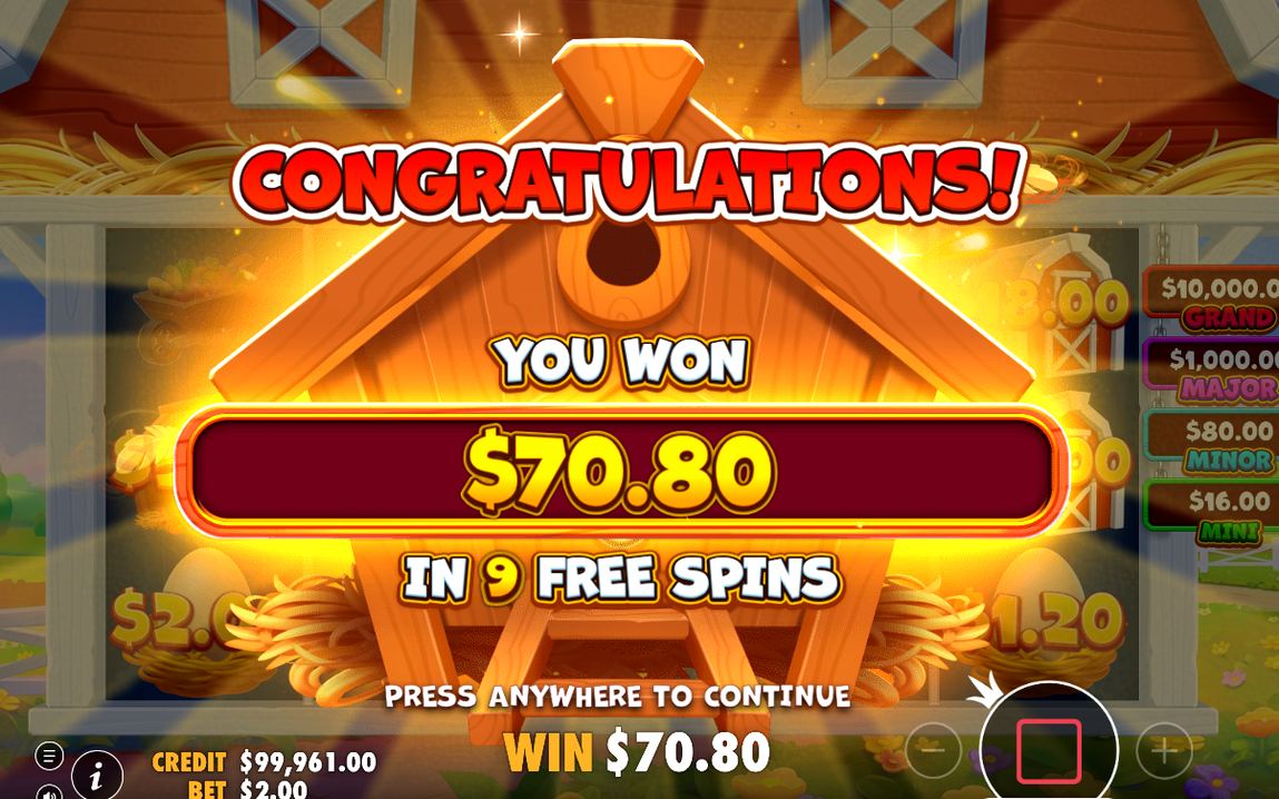 Win screen showing wins across the 243 ways